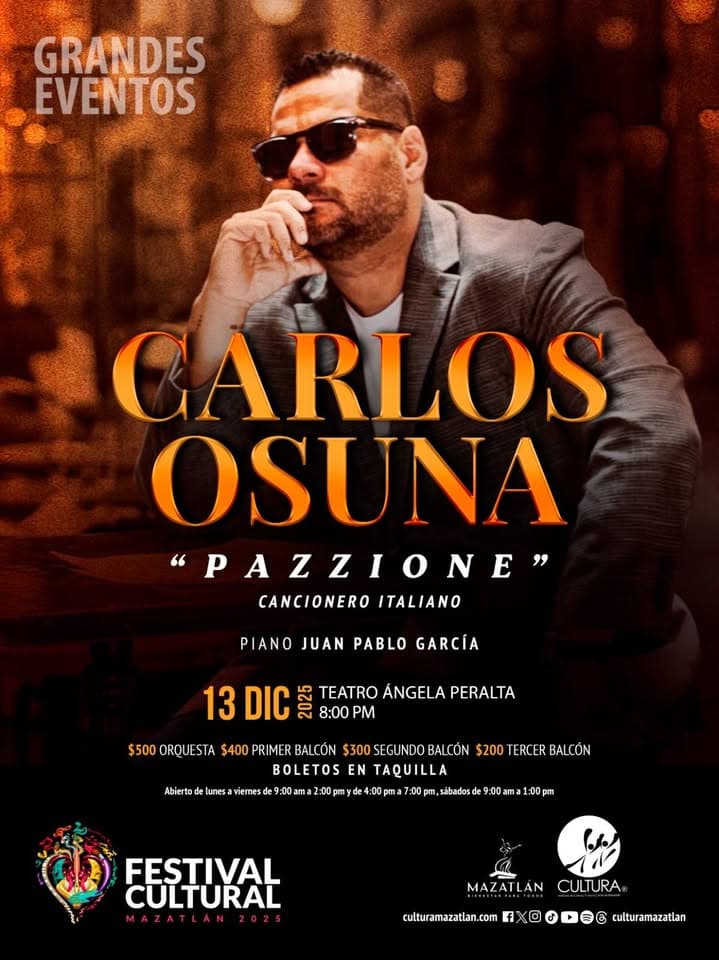 *El Tenor Carlos Osuna regresa a Mazatlán con Pazzione, una noche